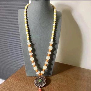 3/$25 ** Orange Yellow White Beads Necklace NWOT